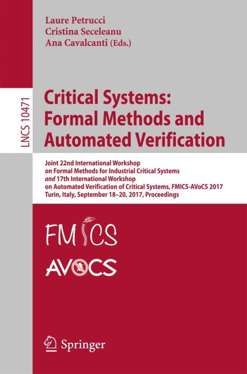 Cover image for book Critical Systems: Formal Methods and Automated Verification