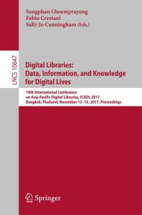 Titelbild: Digital Libraries: Data, Information, and Knowledge for Digital Lives 9783319702315