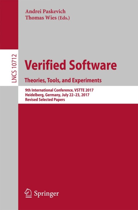 Cover image for book Verified Software. Theories, Tools, and Experiments