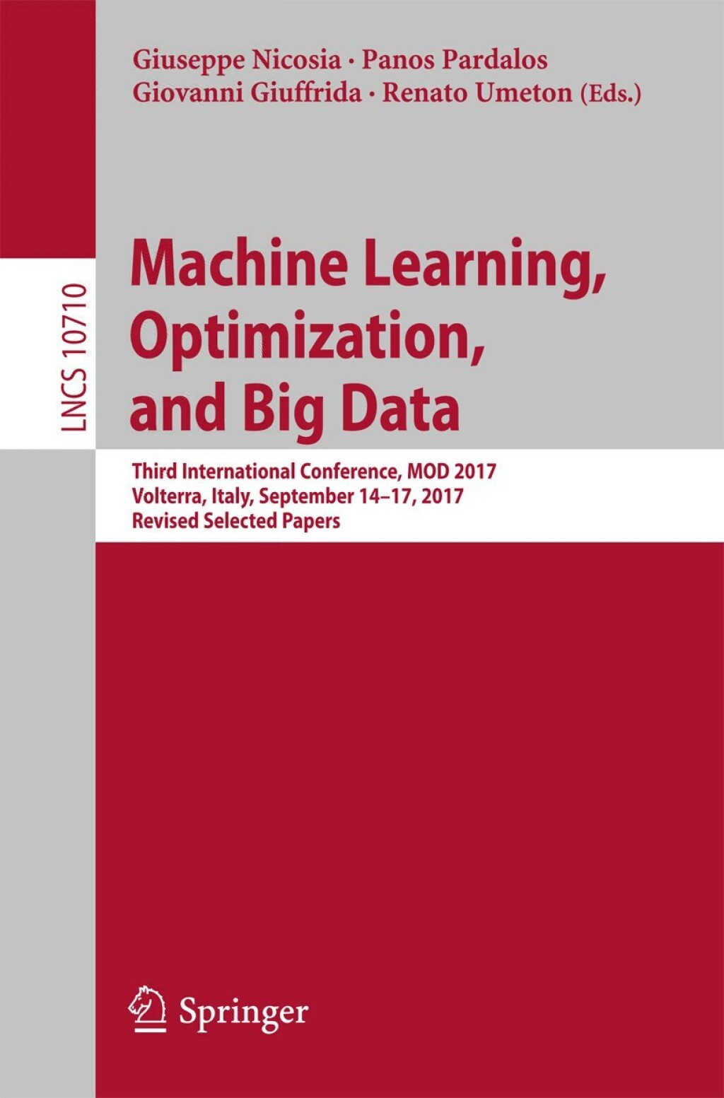Machine Learning  Optimization  and Big Data (eBook)