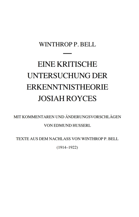 Cover image for book Eine kritische Untersuchung der Erkenntnistheorie Josiah Royces