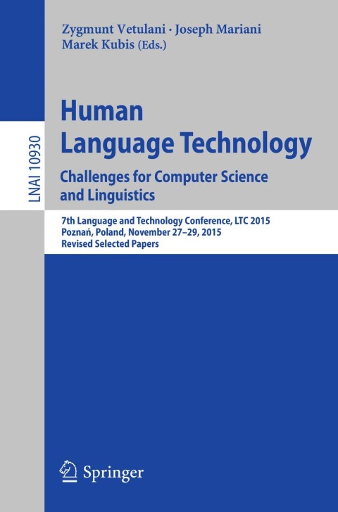 Cover image for book Human Language Technology. Challenges for Computer Science and Linguistics
