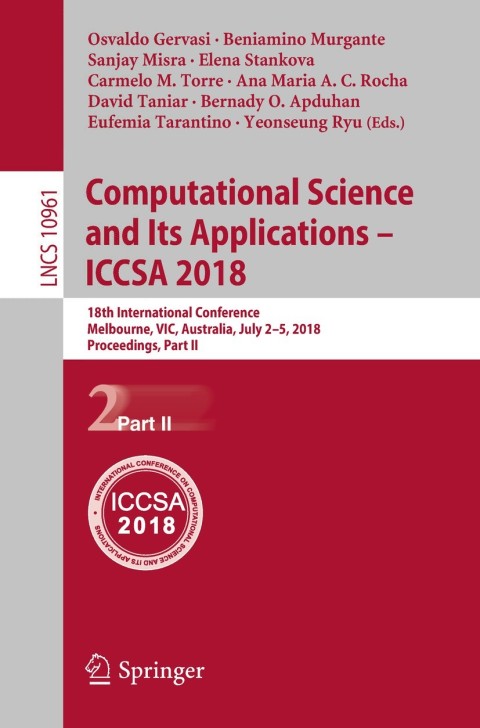 Cover image for book Computational Science and Its Applications – ICCSA 2018