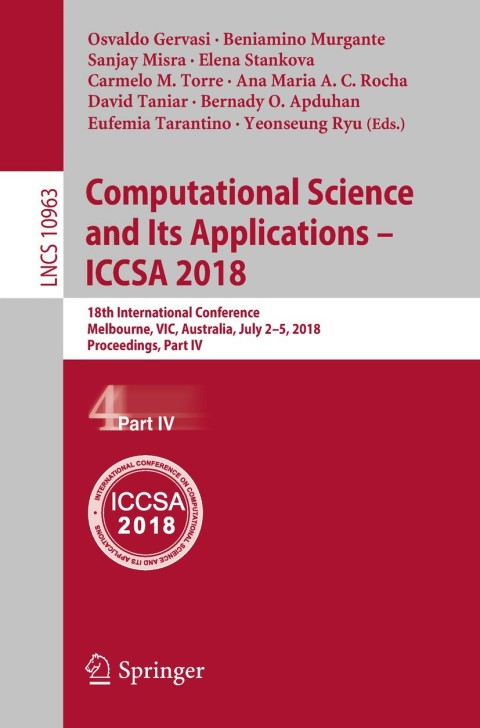 Cover image for book Computational Science and Its Applications – ICCSA 2018