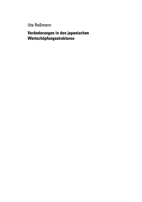 Cover image for book Veränderungen in den japanischen Wertschöpfungsstrukturen