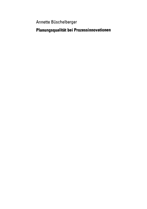 Cover image for book Planungsqualität bei Prozessinnovationen