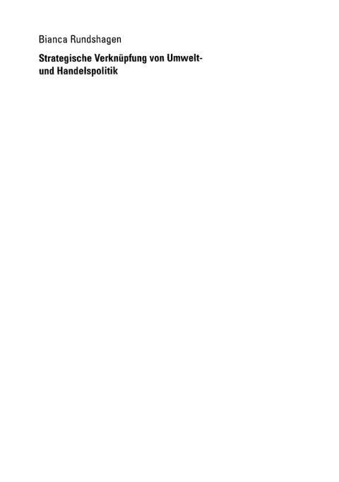 Cover image for book Strategische Verknüpfung von Umwelt- und Handelspolitik
