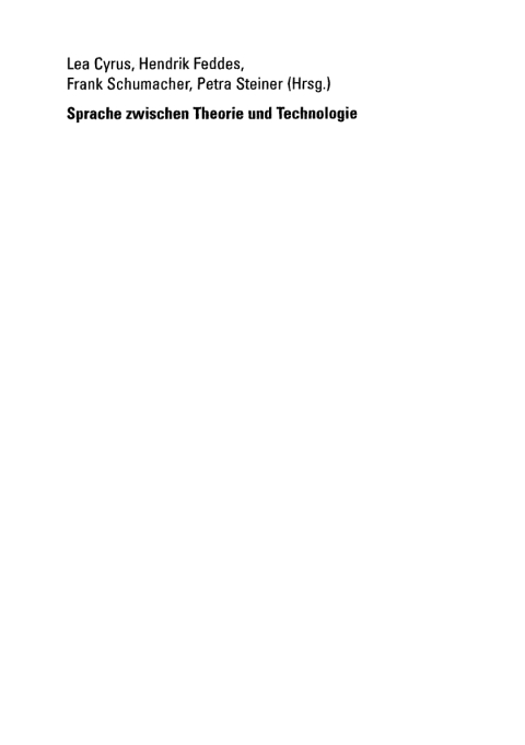 Cover image for book Sprache zwischen Theorie und Technologie / Language between Theory and Technology
