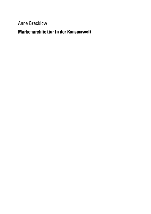 Cover image for book Markenarchitektur in der Konsumwelt