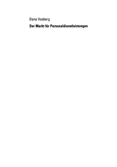 Cover image for book Der Markt für Personaldienstleistungen