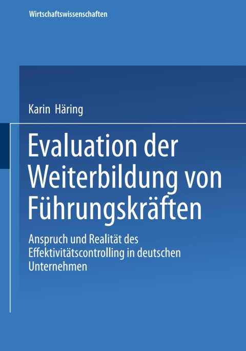 Cover image for book Evaluation der Weiterbildung von Führungskräften