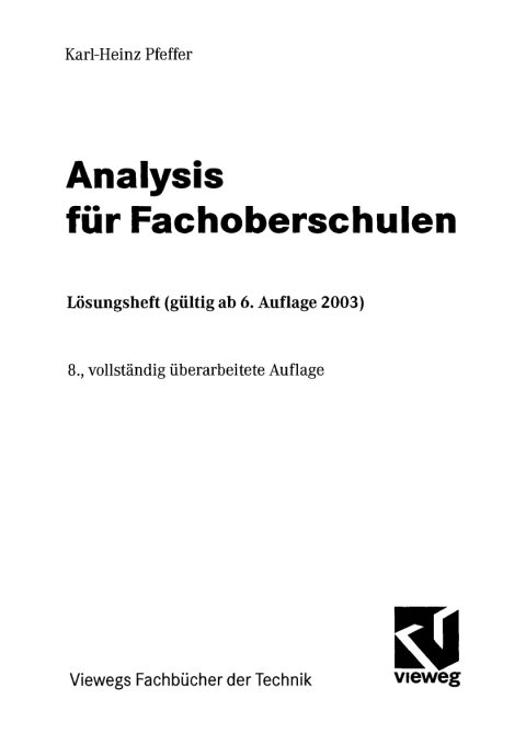 Cover image for book Analysis für Fachoberschulen