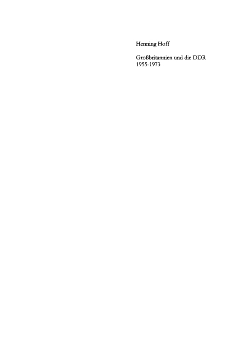 Cover image for book Großbritannien und die DDR 1955-1973