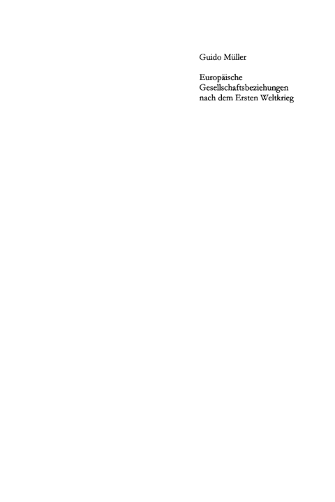 Cover image for book Europäische Gesellschaftsbeziehungen nach dem Ersten Weltkrieg