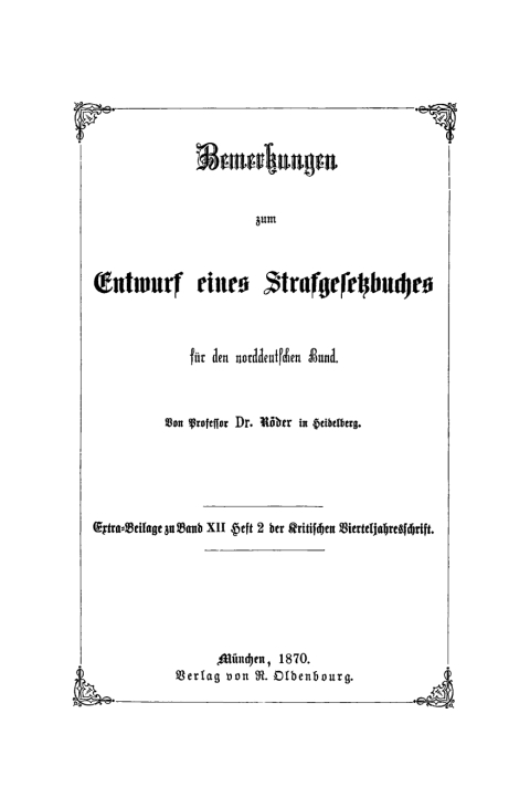 Cover image for book Bemerkungen zum Entwurf eines Strafgesetzbuches für den norddeutschen Bund