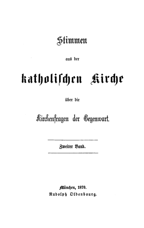 Cover image for book Stimmen aus der katholischen Kirche über die Kirchenfragen der Gegenwart. Band 2