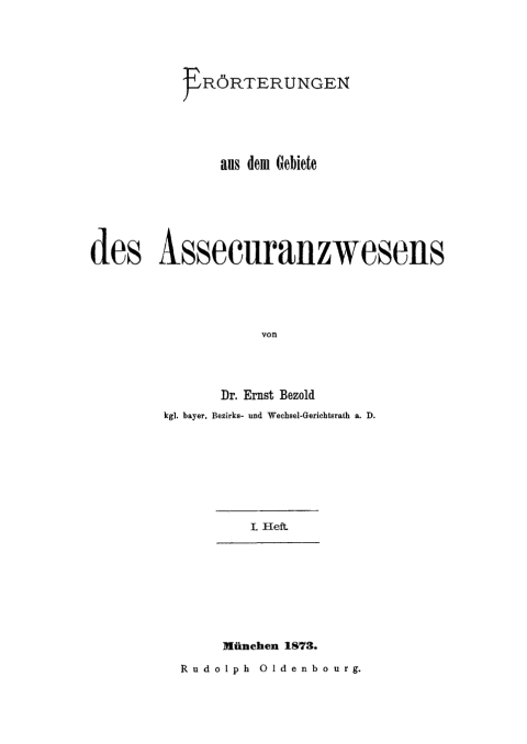 Cover image for book Erörterungen aus dem Gebiete des Assecuranzwesens