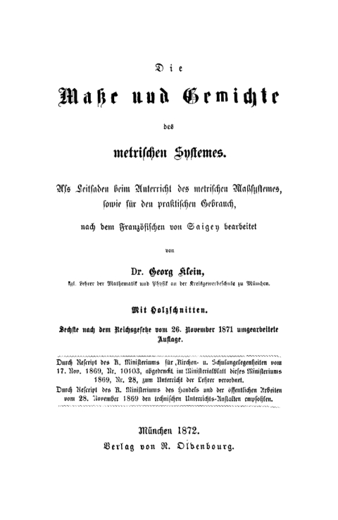 Cover image for book Die Maße und Gewichte des metrischen Systemes