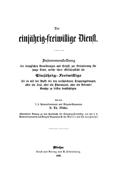 Cover image for book Der einjährig-freiwillige Dienst