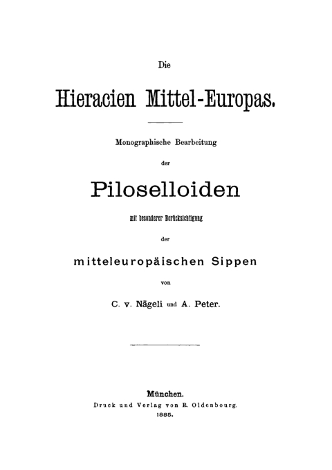 Cover image for book Monographische Bearbeitung der Piloselloiden mit besonderer Berücksichtigung der mitteleuropäischen Sippen