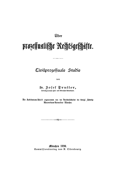 Cover image for book Über prozessualische Rechtsgeschäfte