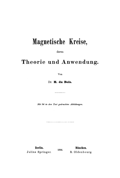 Cover image for book Magnetische Kreise, deren Theorie und Anwendung