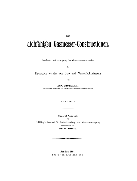 Cover image for book Die aichfähigen Gasmesser-Constructionen