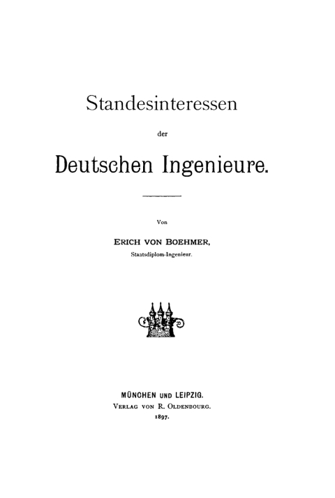 Cover image for book Standesinteressen der deutschen Ingenieure