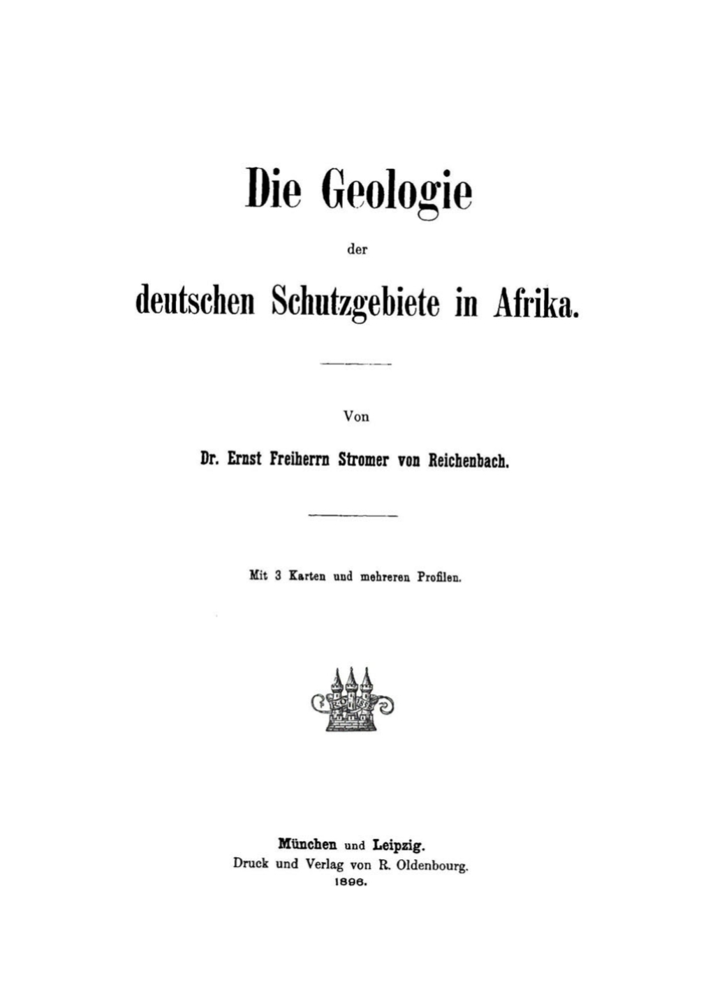 Page Fidelity Die Geologie der deutschen Schutzgebiete in Afrika; $199.79