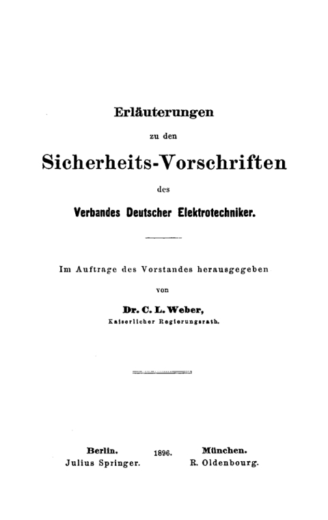 Cover image for book Erläuterungen zu den Sicherheits-Vorschriften des Verbandes Deutscher Elektrotechniker