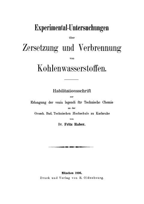 Cover image for book Experimental-Untersuchungen über Zersetzung und Verbrennung von Kohlenwasserstoffen