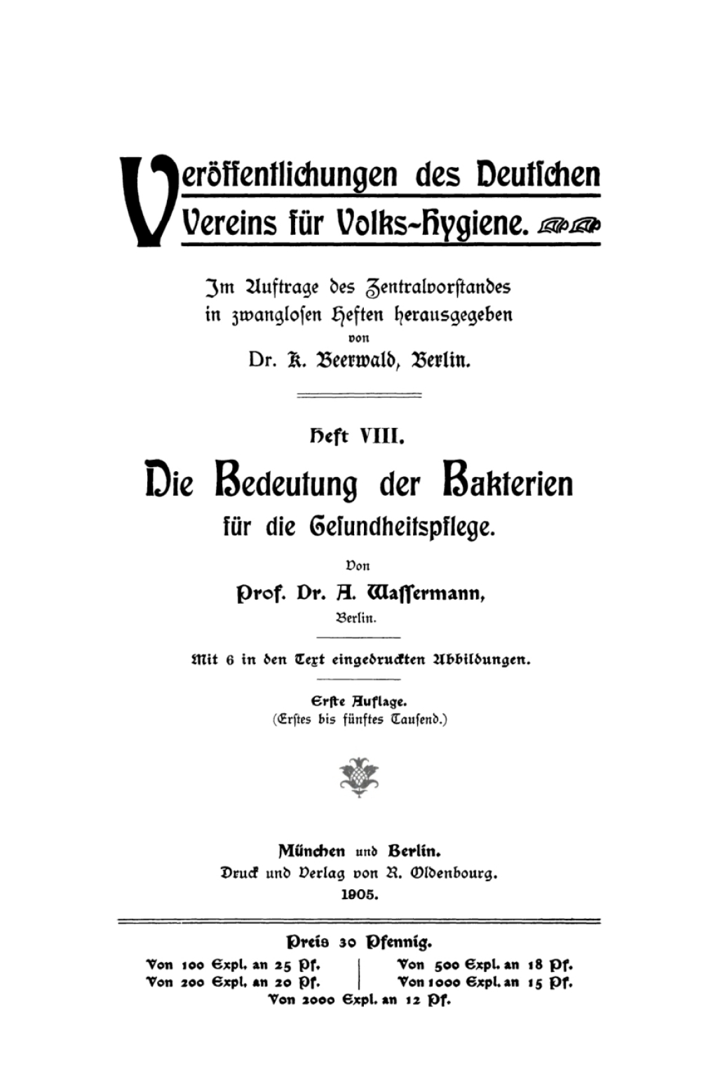 Page Fidelity Die Bedeutung der Bakterien für die Gesundheitspflege; $148.73