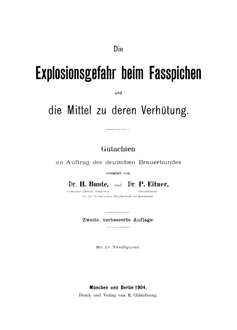 Cover image for book Die Explosionsgefahr beim Fasspichen und die Mittel zu deren Verhütung