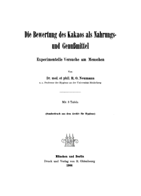 Cover image for book Die Bewertung des Kakaos als Nahrungs- und Genußmittel