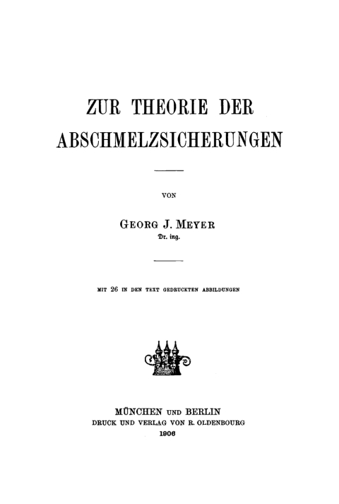 Cover image for book Zur Theorie der Abschmelzsicherungen