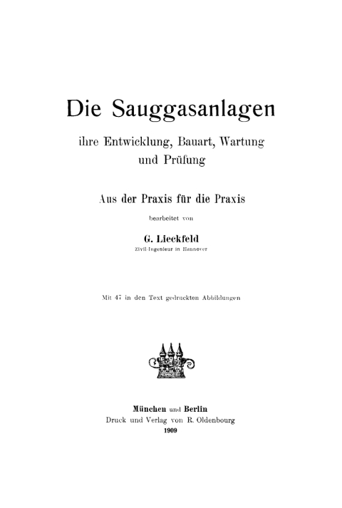 Cover image for book Die Sauggasanlagen