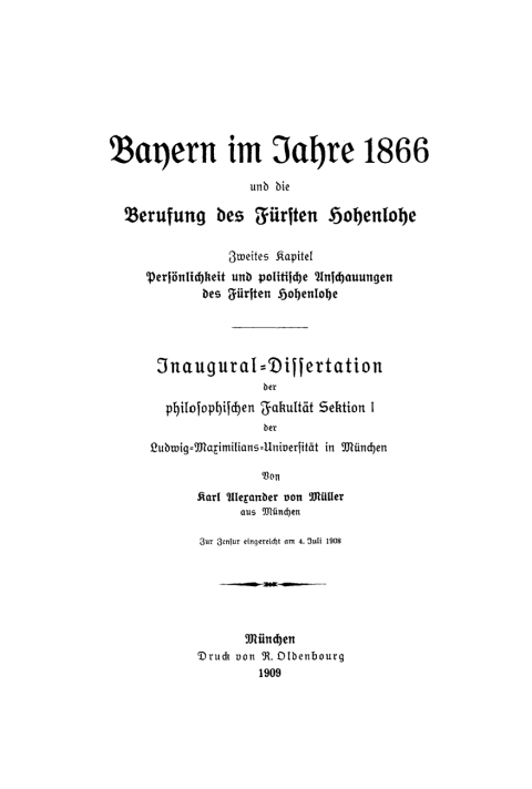 Cover image for book Bayern im Jahre 1866 und die Berufung des Fürsten Hohenlohe