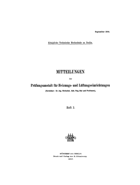 Cover image for book Mitteilungen der Prüfungsanstalt für Heizungs- und Lüftungseinrichtungen. Heft 3