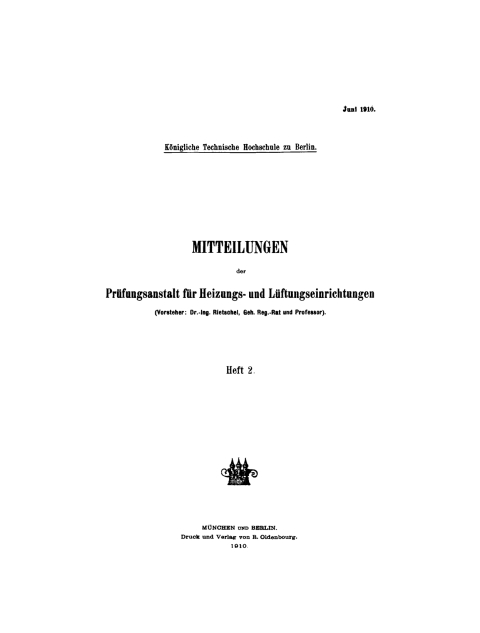 Cover image for book Mitteilungen der Prüfungsanstalt für Heizungs- und Lüftungseinrichtungen. Heft 2