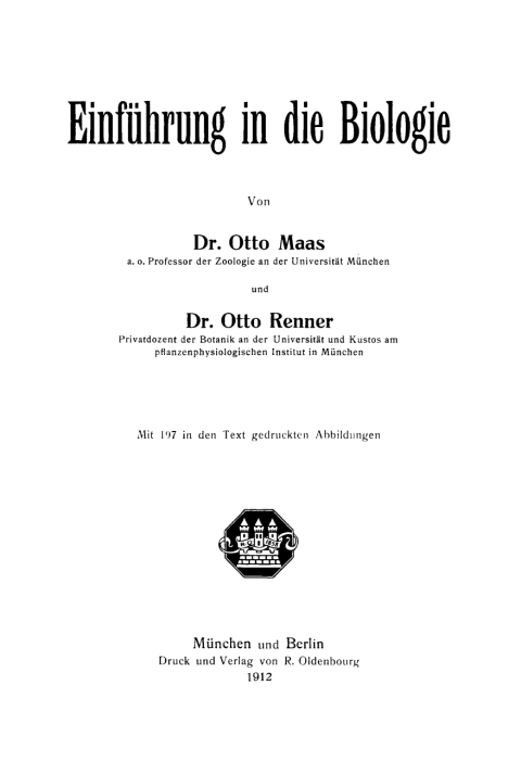 Cover image for book Einführung in die Biologie