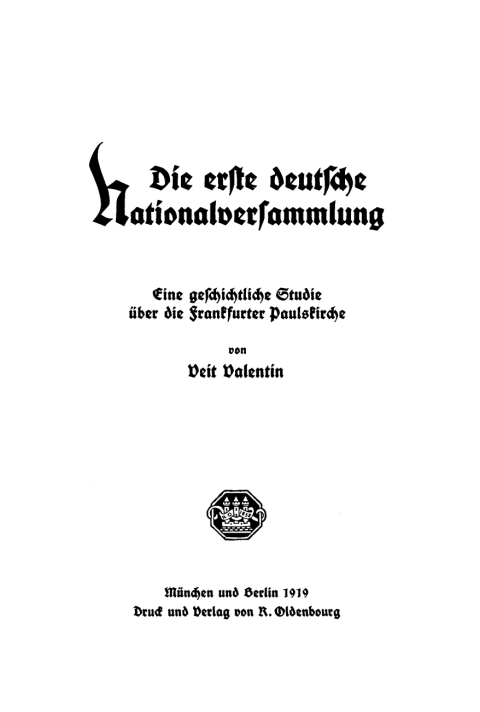 Cover image for book Die erste deutsche Nationalversammlung