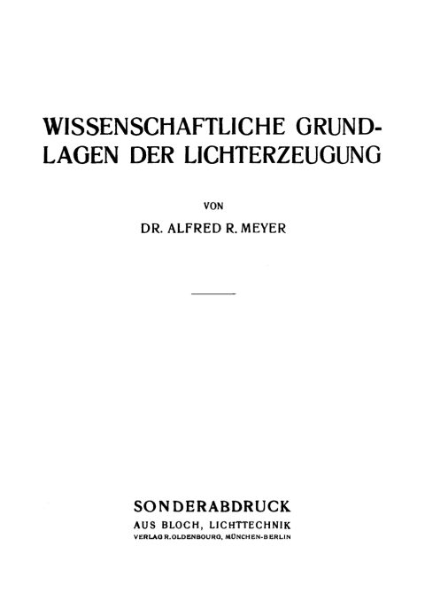 Cover image for book Wissenschaftliche Grundlagen der Lichterzeugung