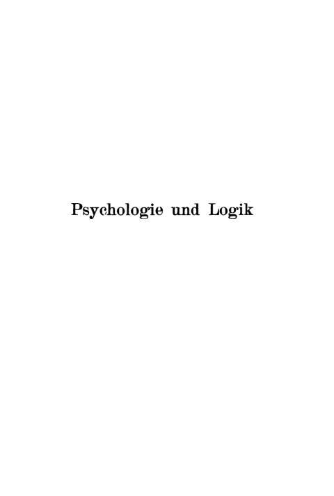 Cover image for book Psychologie und Logik