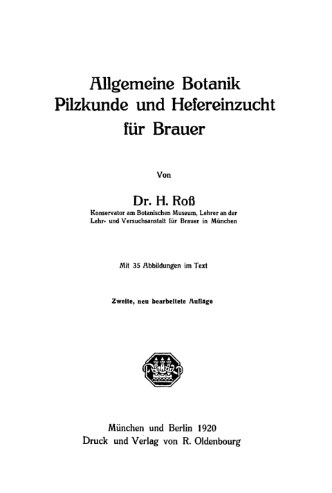 Cover image for book Allgemeine Botanik Pilzkunde und Hefereinzucht für Brauer