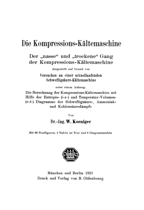 Cover image for book Die Kompressions-Kältemaschine