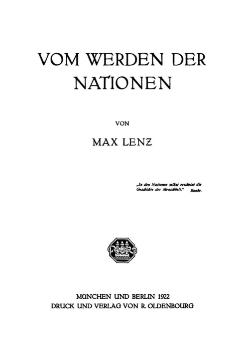 Cover image for book Vom Werden der Nationen