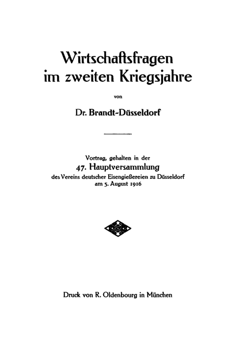 Cover image for book Wirtschaftsfragen im zweiten Kriegsjahre