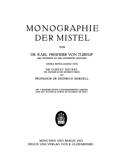 Cover image for book Monographie der Mistel