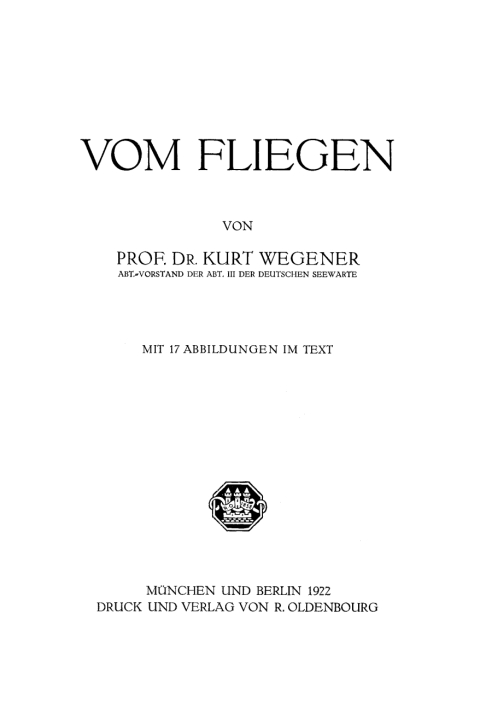 Cover image for book Vom Fliegen