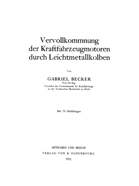 Cover image for book Vervollkommnung der Kraftfahrzeugmotoren durch Leichtmetallkolben